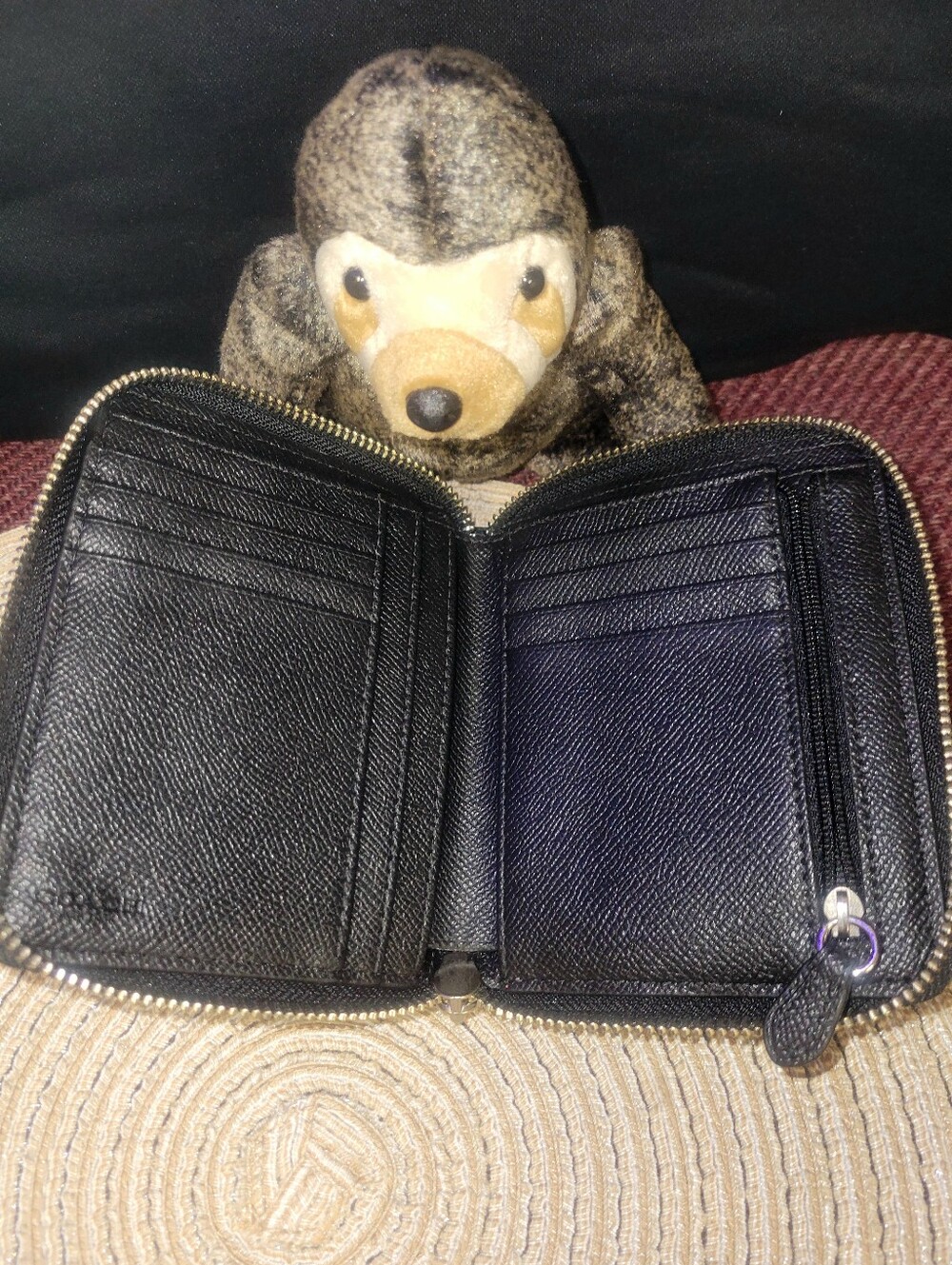 Coach Black Badlands Wallet with White Floral Print - Picture 3 of 4